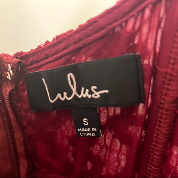 Dark Red Lace Dress - Picture 3 of 4